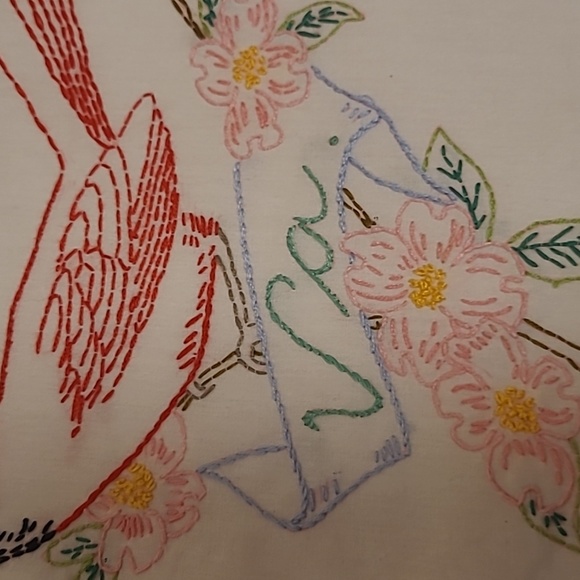 Vintage Hand Stitched Virginia State Bird & Flower - Picture 10 of 15